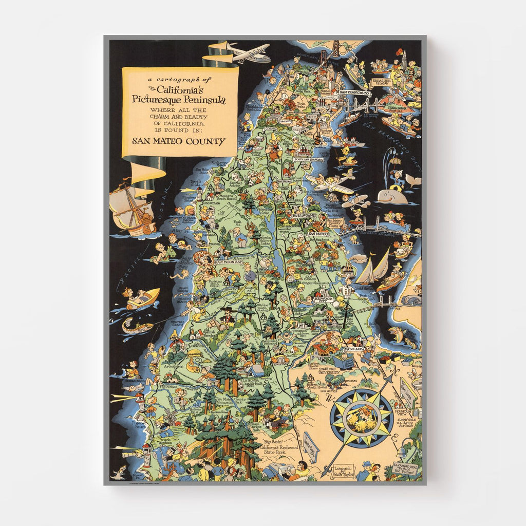 Vintage Map of San Francisco, California 1940
