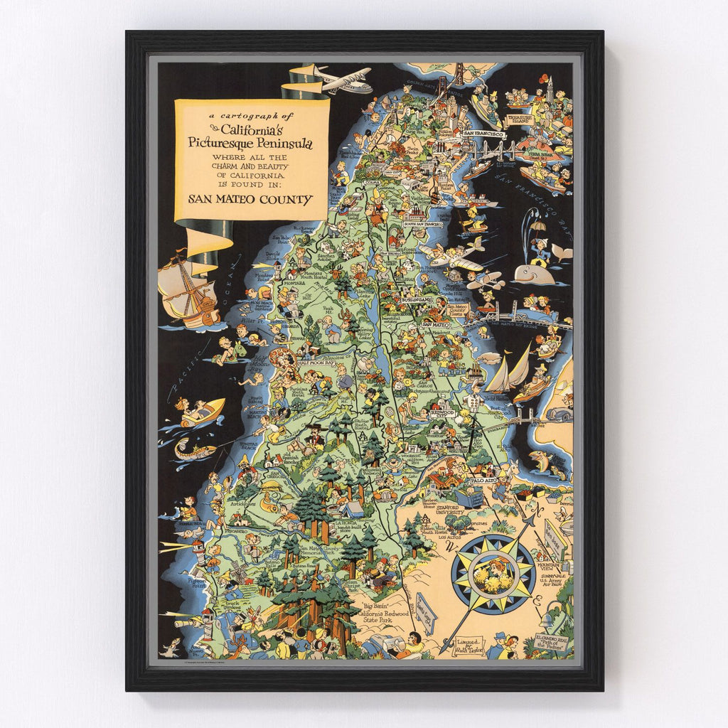 Vintage Map of San Francisco, California 1940