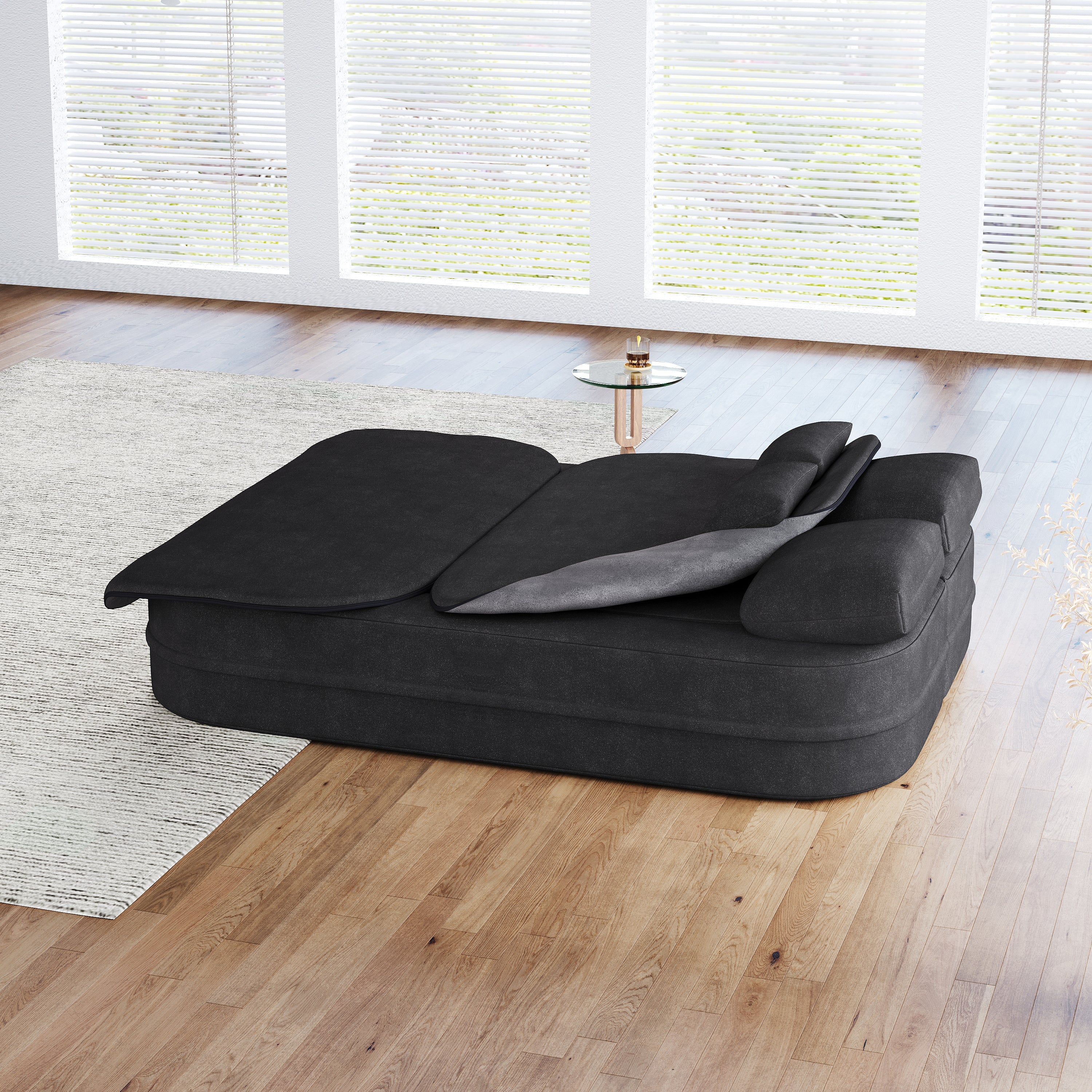 75''2-in-1 Foldable Sofa,Convertible Sleeper Foam Sofa Bed with Multi Functional Blanket, Chenille Floor folding sofa bed,  Floor Sofa Lounge Sofa for Living Room Bedroom Lounge Studio