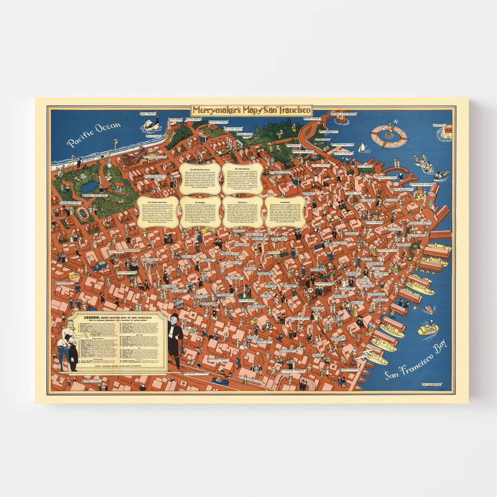 Vintage Map of San Francisco, California 1940