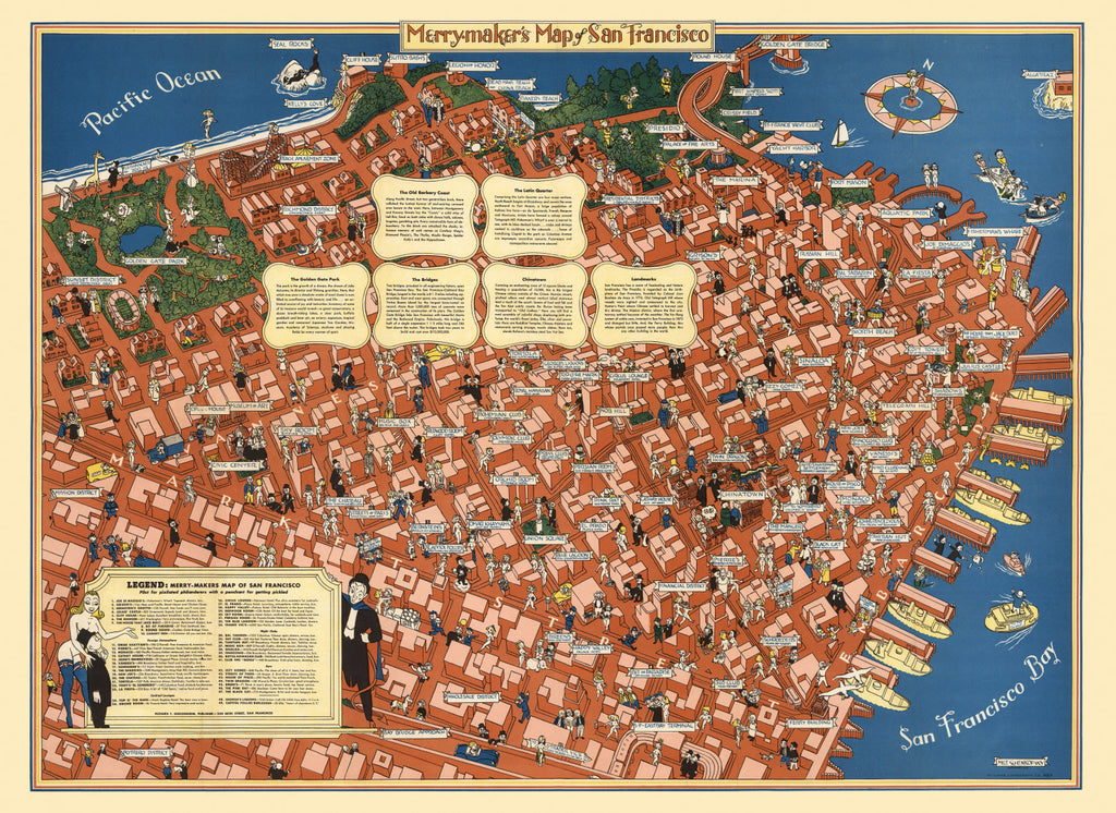 Vintage Map of San Francisco, California 1940