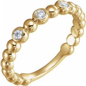 14K Yellow Gold 1/8 CTW Natural Diamond Beaded Ring