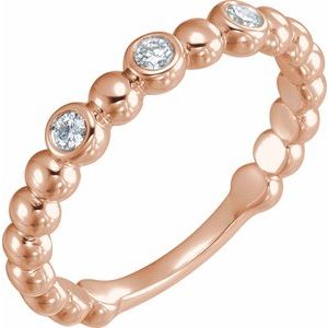 14K Rose Gold 1/8 CTW Natural Diamond Beaded Ring