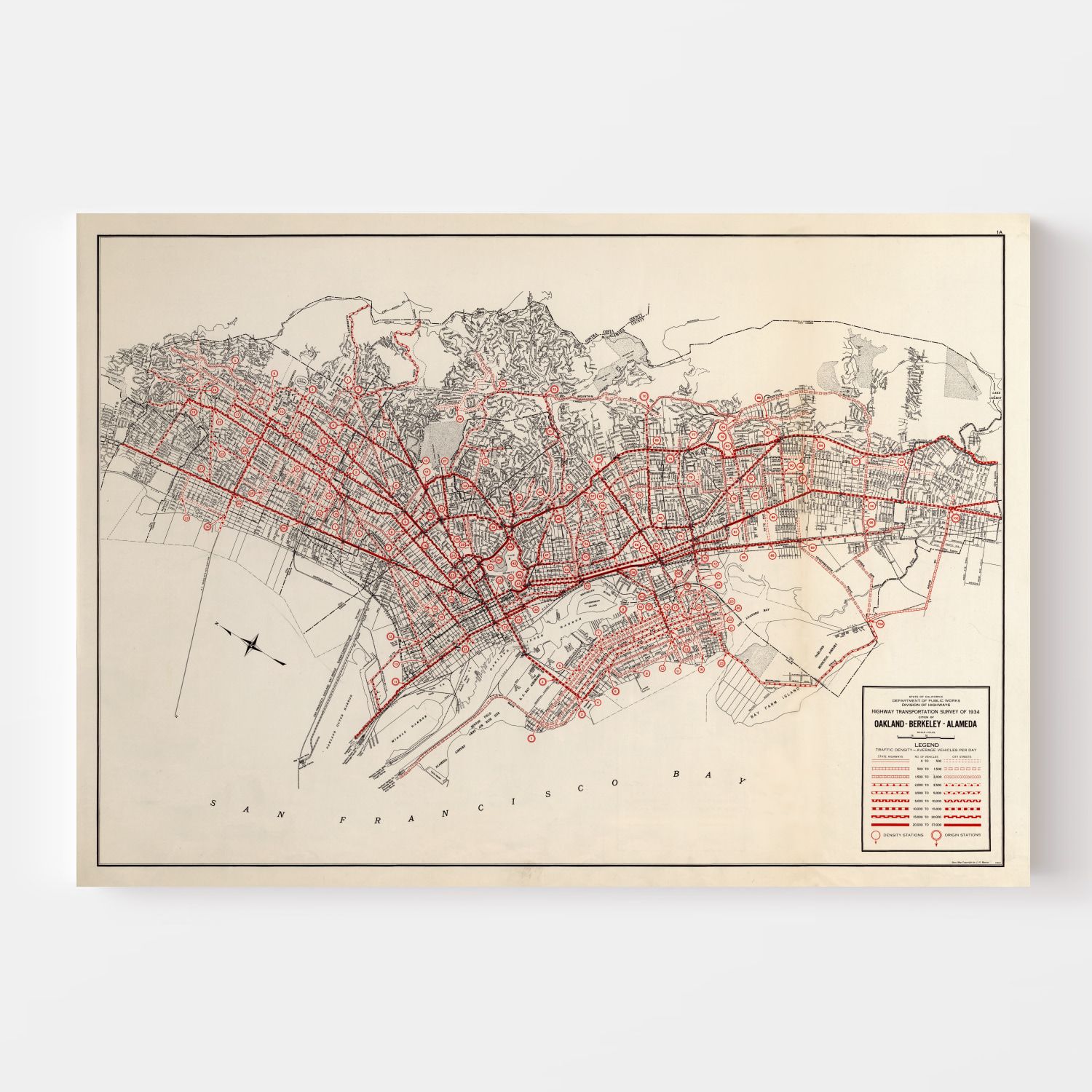 Vintage Map of San Francisco, California 1935