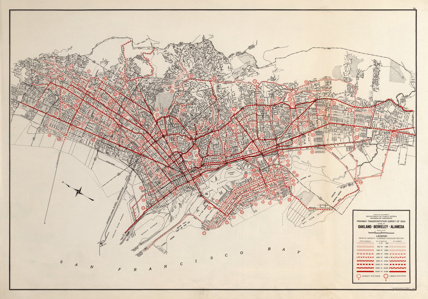 Vintage Map of San Francisco, California 1935