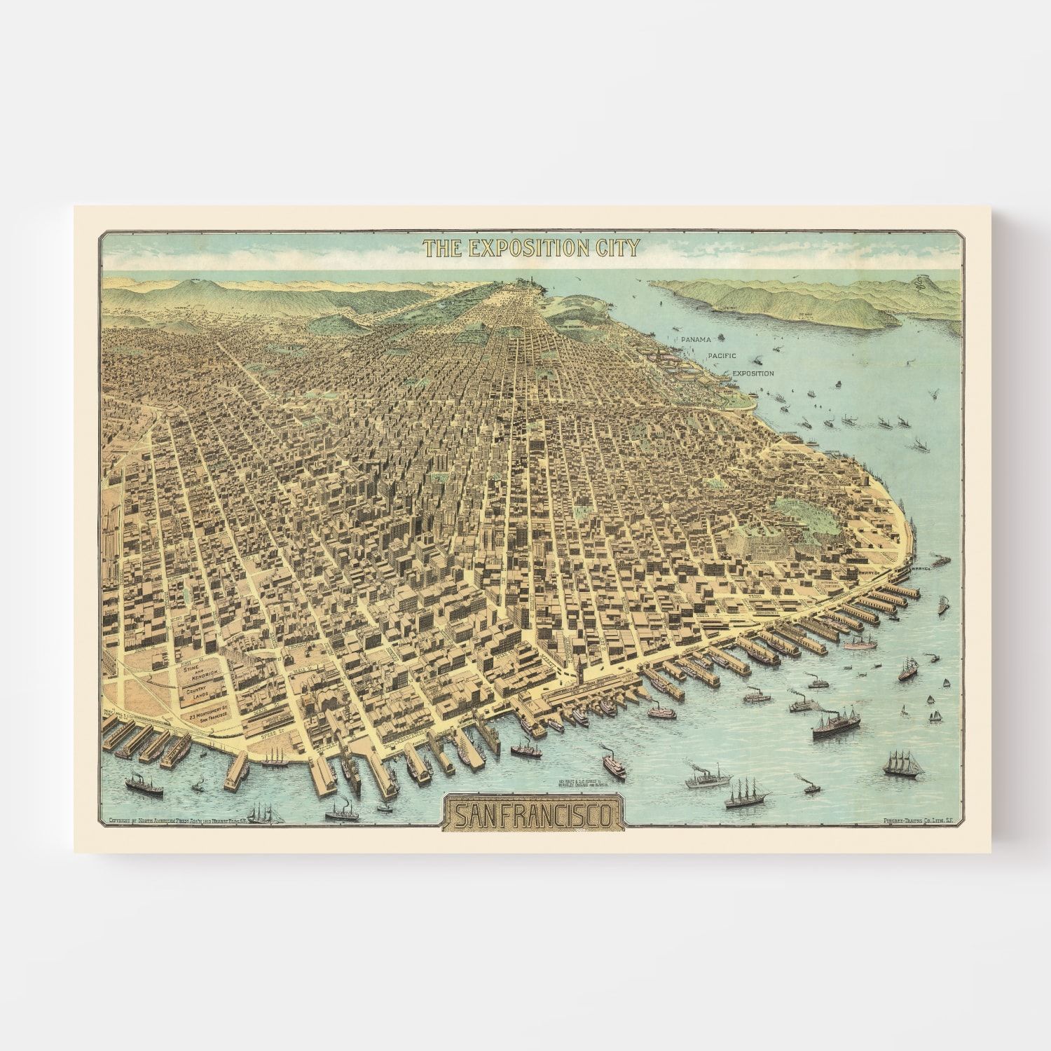 Vintage Map of San Francisco, California 1913