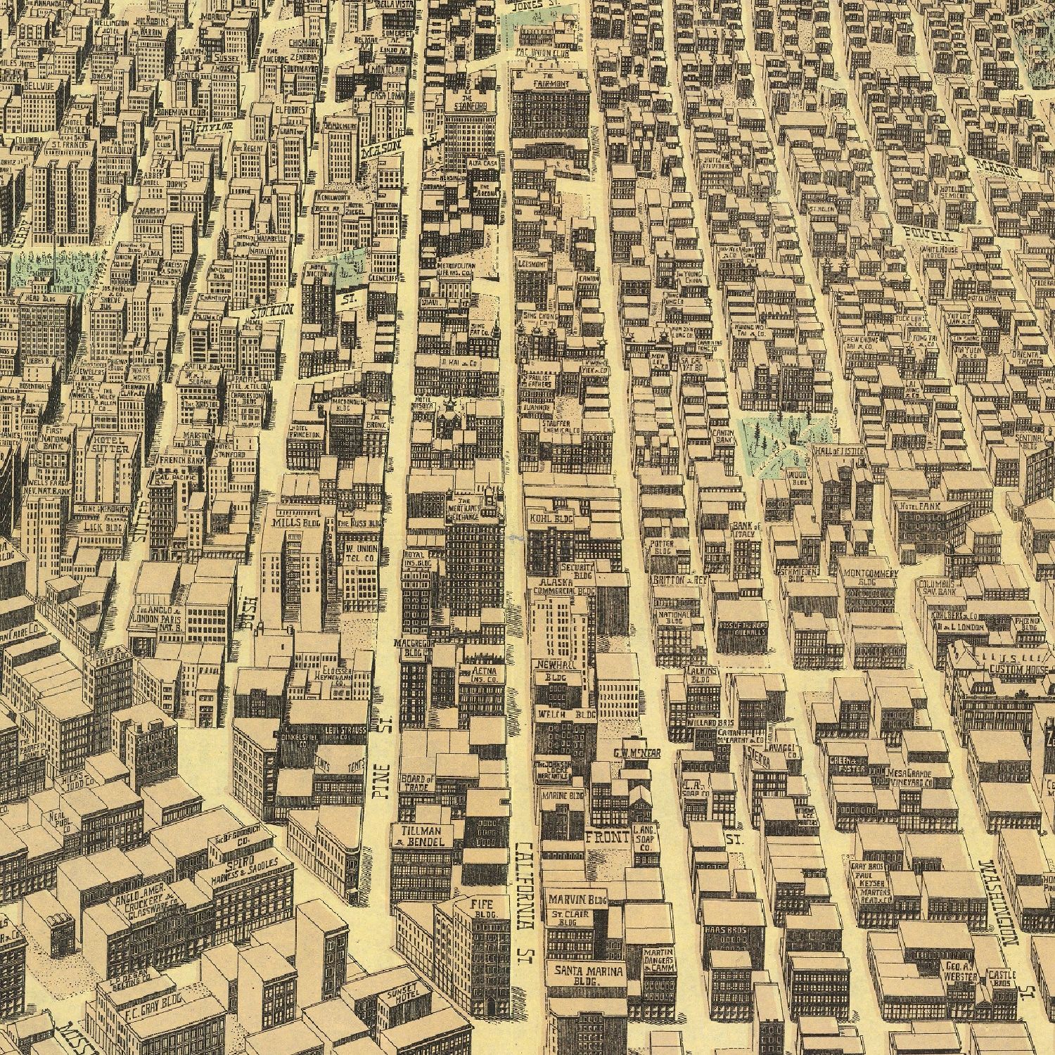 Vintage Map of San Francisco, California 1913