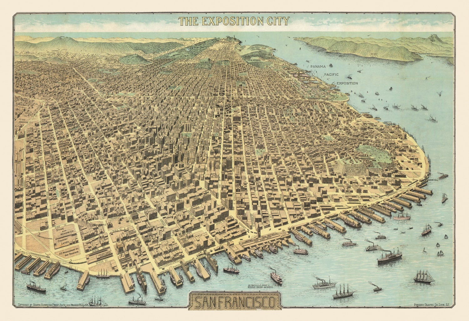 Vintage Map of San Francisco, California 1913