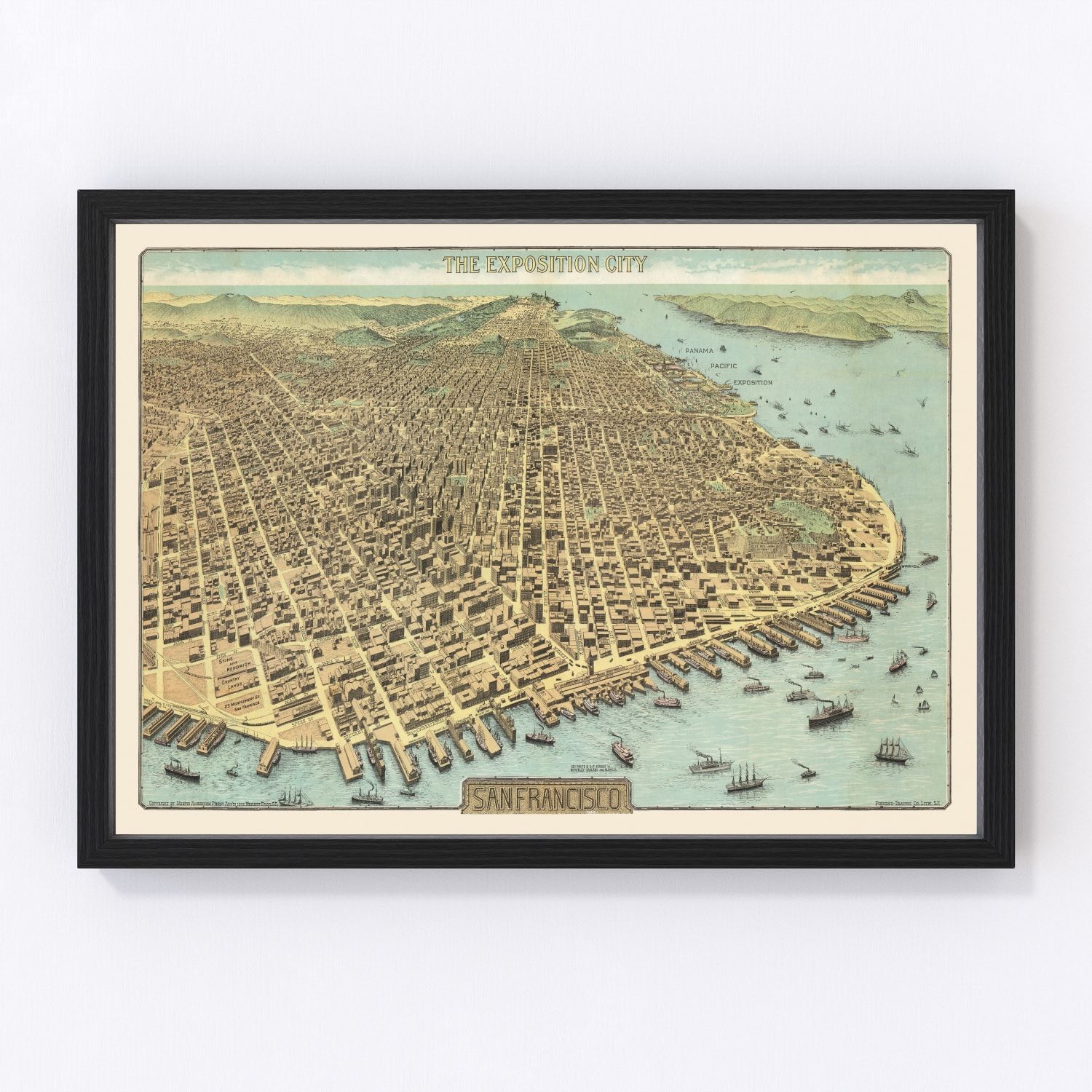 Vintage Map of San Francisco, California 1913