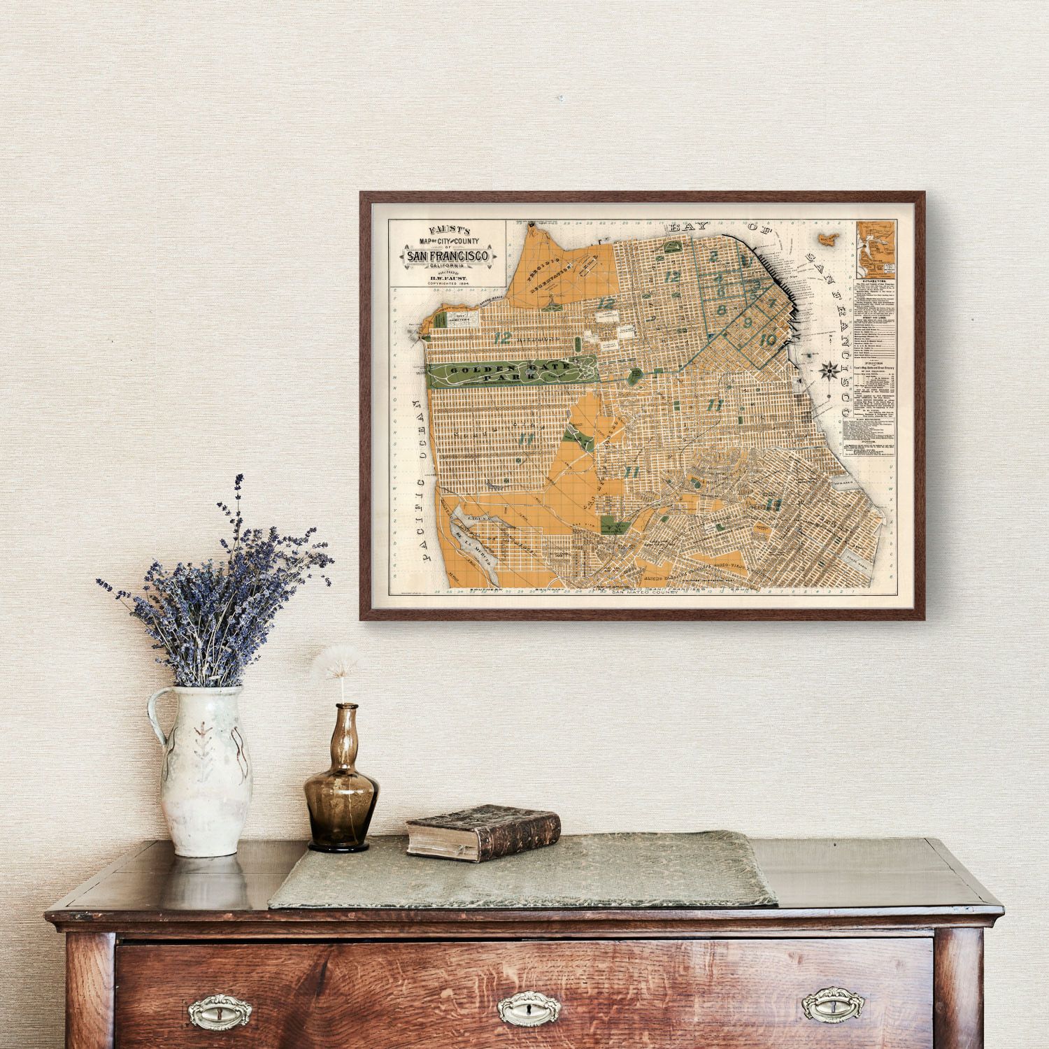 Vintage Map of San Francisco, California 1894