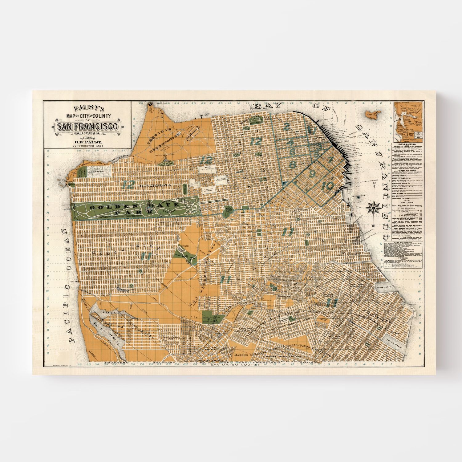 Vintage Map of San Francisco, California 1894