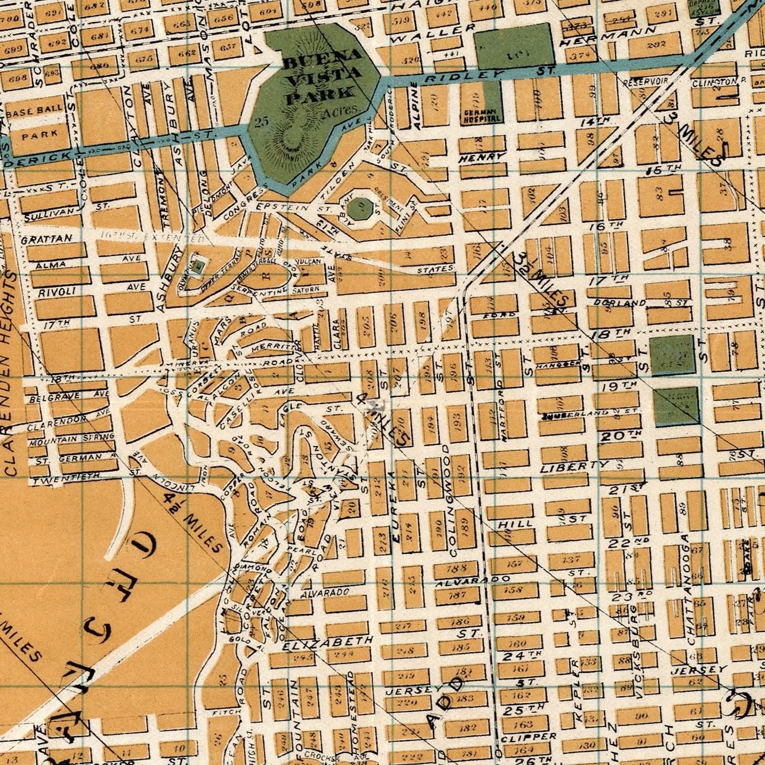 Vintage Map of San Francisco, California 1894