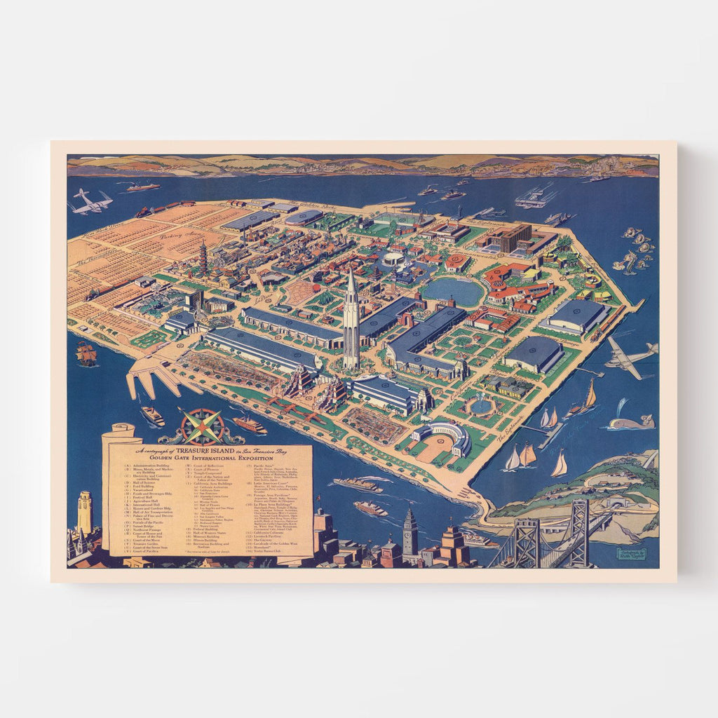 Vintage Map of San Francisco, California 1939
