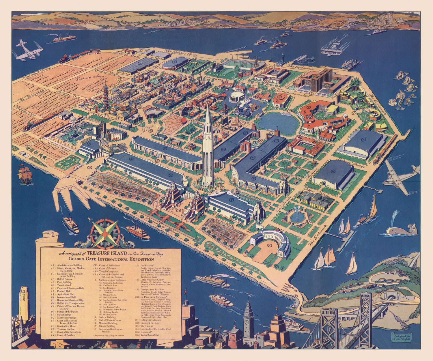 Vintage Map of San Francisco, California 1939