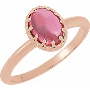 14K Rose Gold Natural Pink Tourmaline Crown Ring