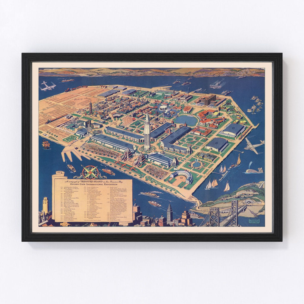 Vintage Map of San Francisco, California 1939