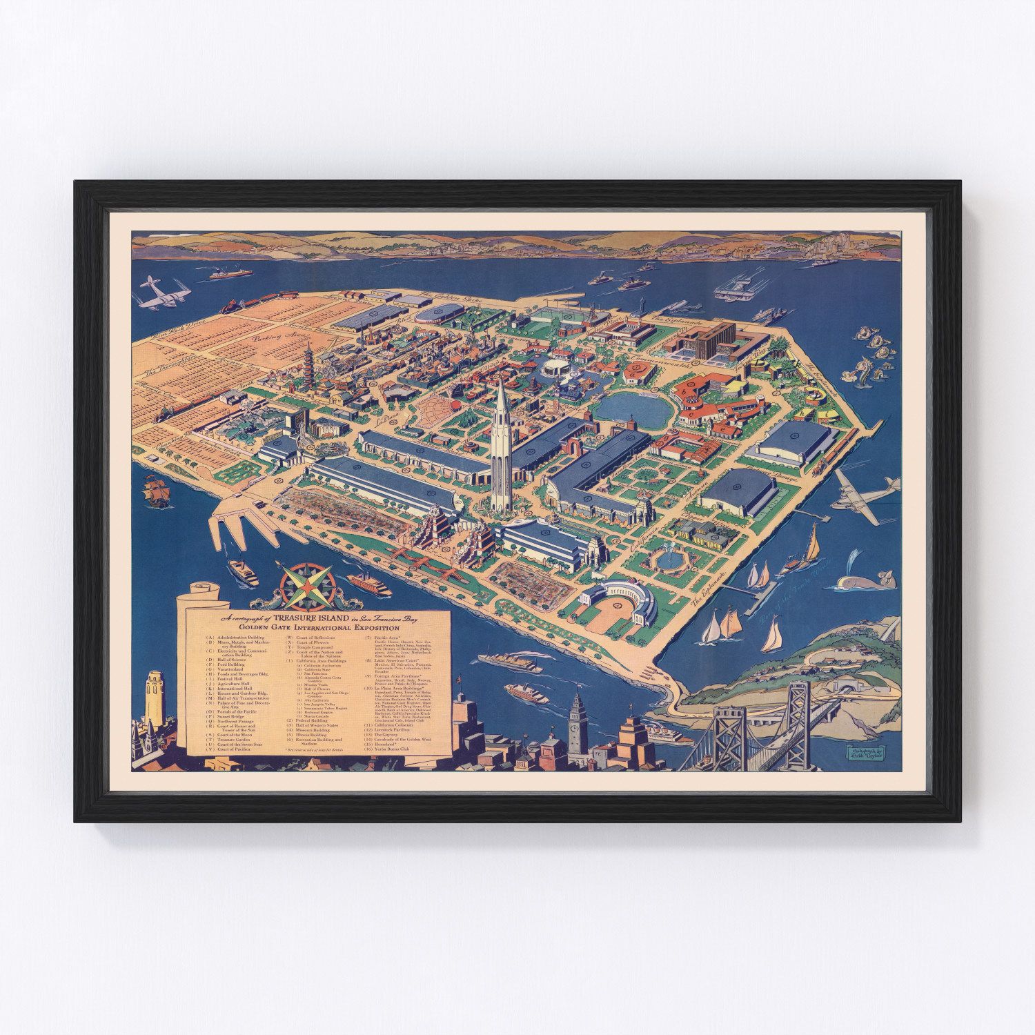 Vintage Map of San Francisco, California 1939