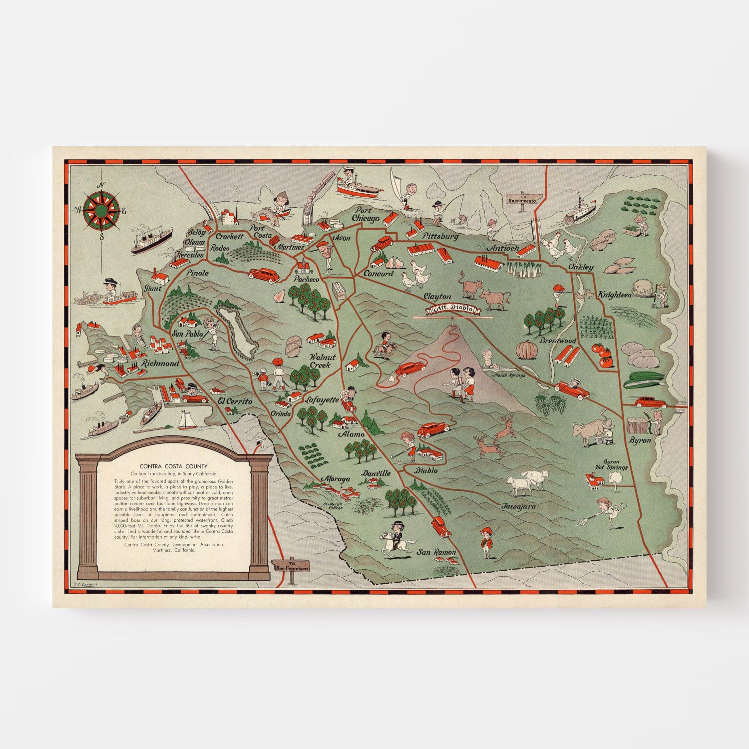 Vintage Map of San Francisco, California 1932