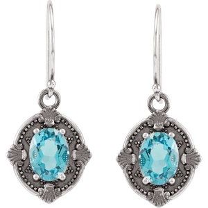 Sterling Silver Natural Swiss Blue Topaz Earrings – image 2