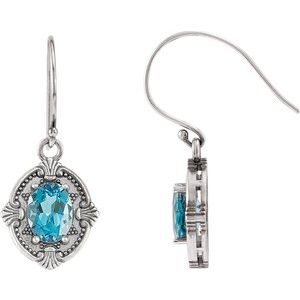 Sterling Silver Natural Swiss Blue Topaz Earrings