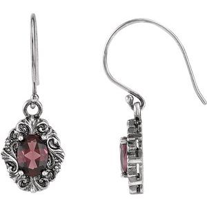Sterling Silver Natural Rhodolite Garnet Earrings