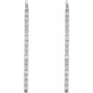 14K White Gold 1/3 CTW Natural Diamond Bar Earrings – image 2