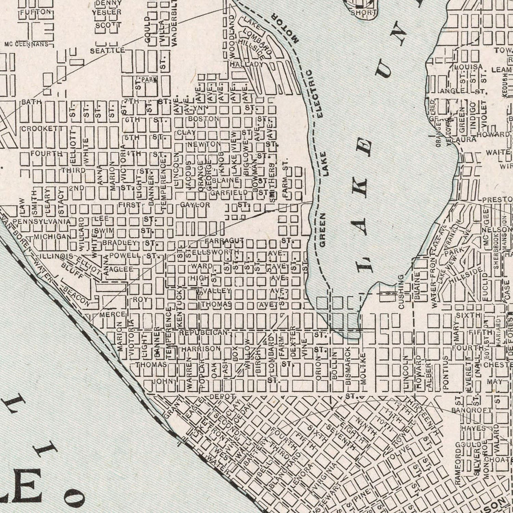 Vintage Map of Seattle, Washington 1901