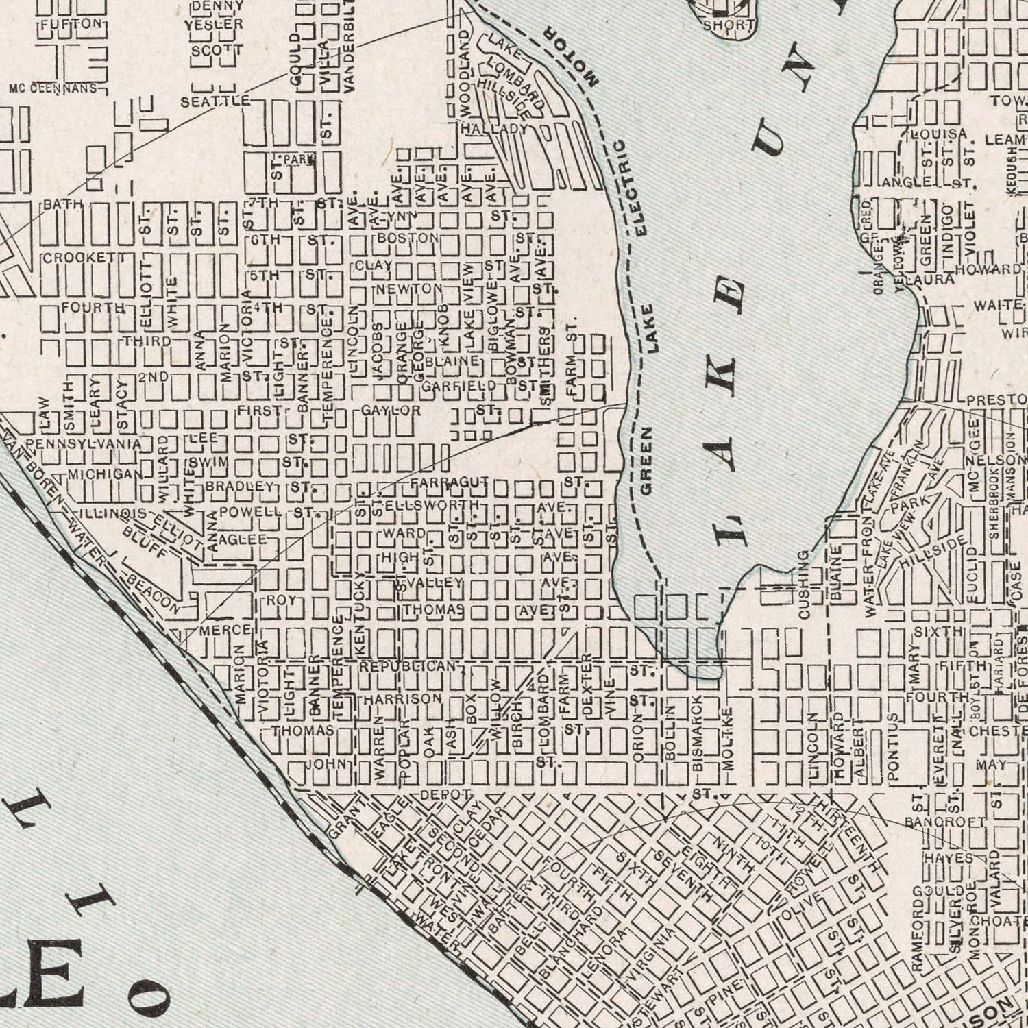 Vintage Map of Seattle, Washington 1901