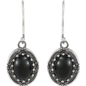 Sterling Silver Natural Black Onyx Vintage-Inspired Earrings – image 2