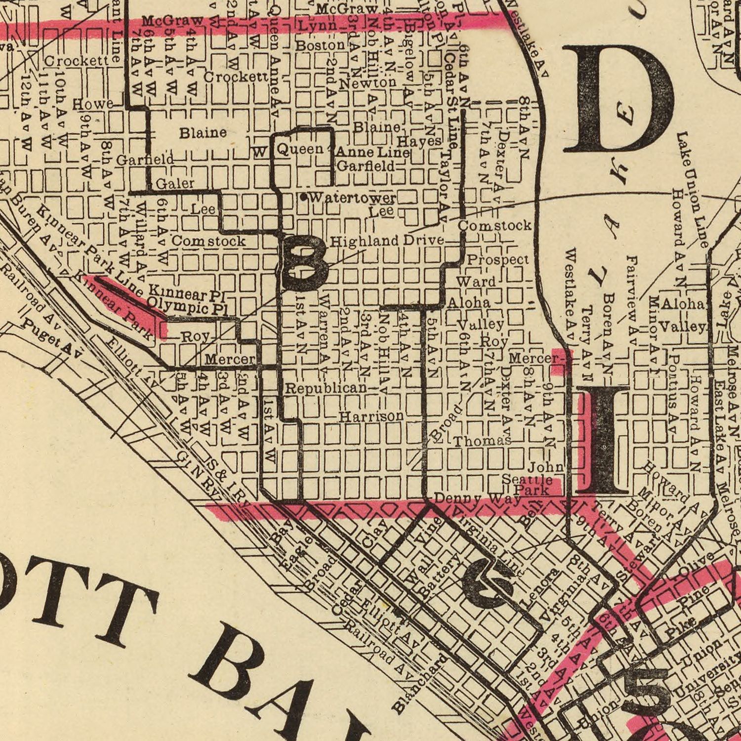 Vintage Map of Seattle, Washington 1909
