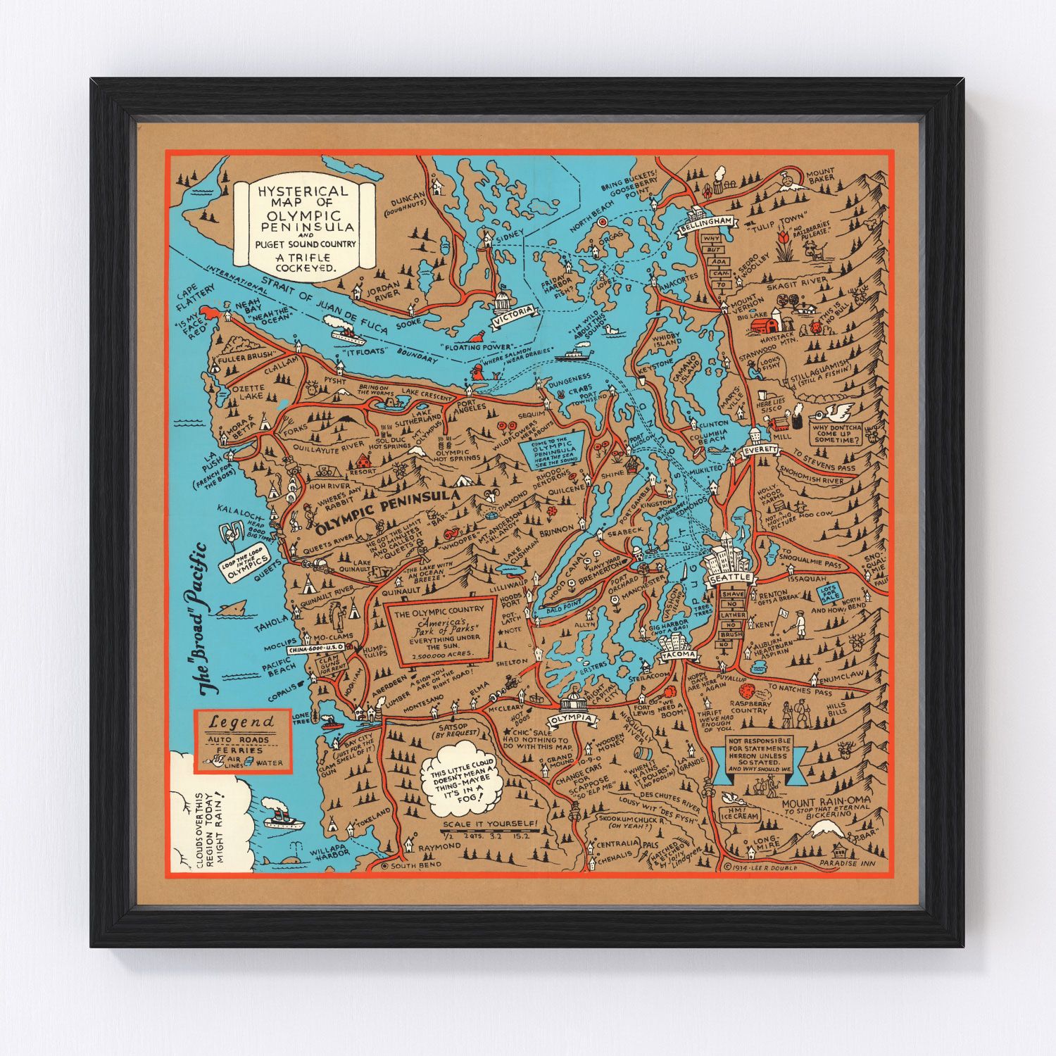 Vintage Map of Seattle, Washington 1934