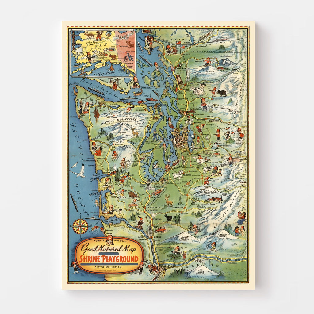 Vintage Map of Seattle, Washington 1936
