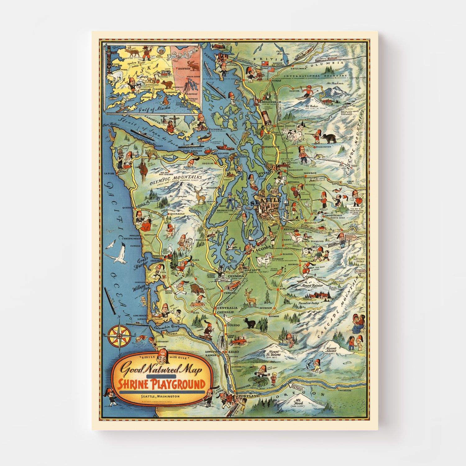 Vintage Map of Seattle, Washington 1936