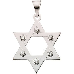 14K White Gold .06 CTW Natural Diamond Star of David Pendant
