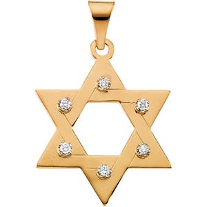 14K Yellow Gold 1/5 CTW Natural Diamond Star of David Pendant