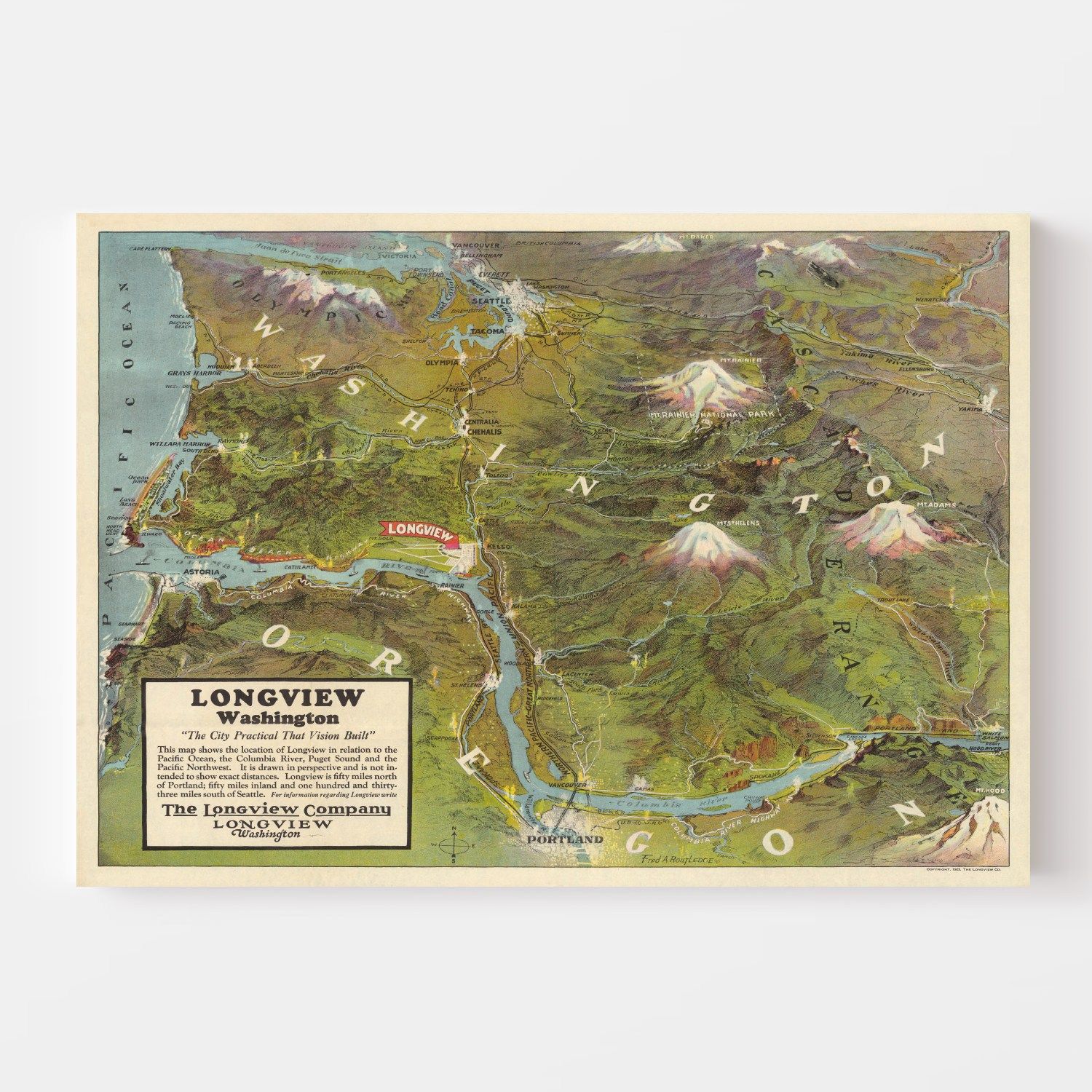 Vintage Map of Seattle, Washington 1923