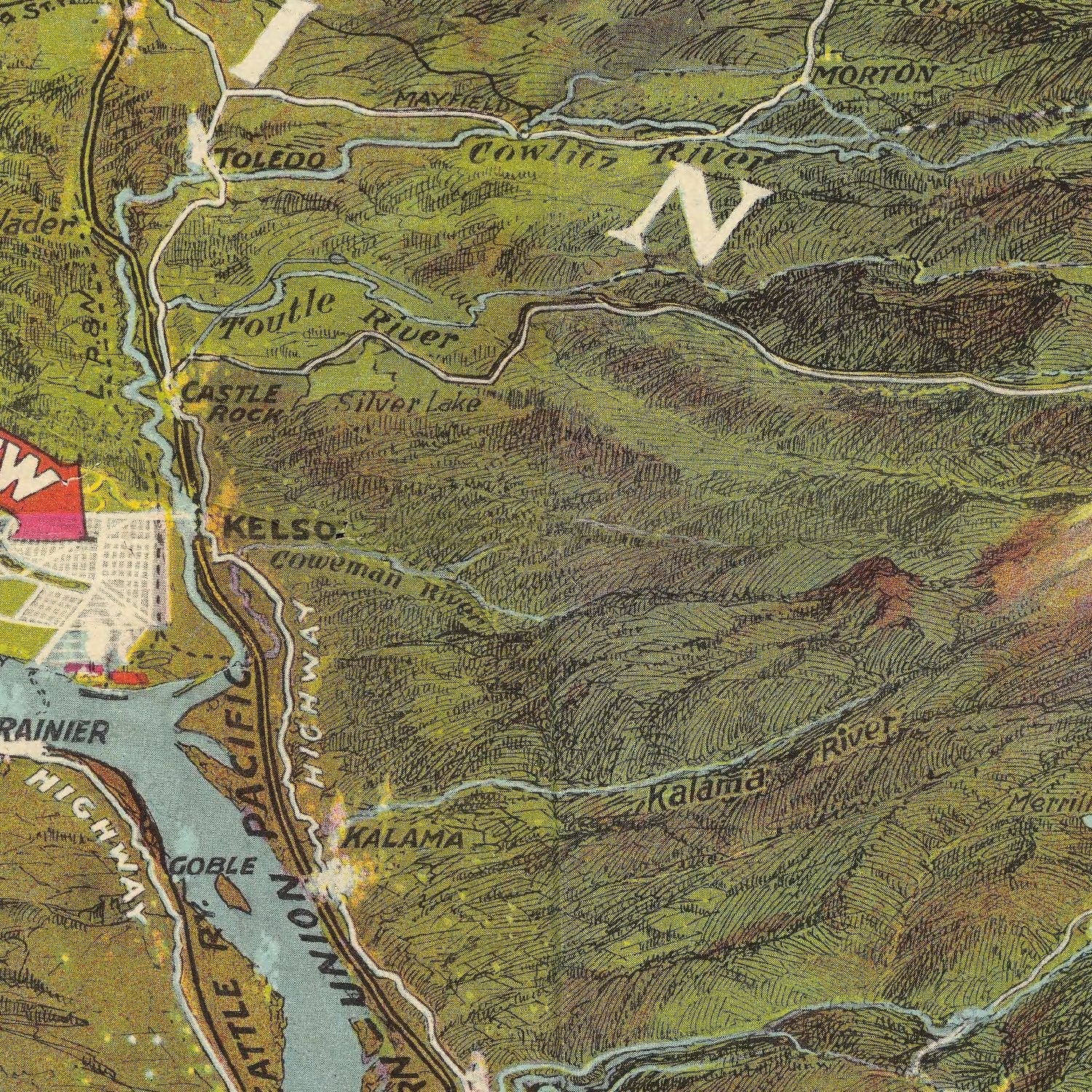 Vintage Map of Seattle, Washington 1923