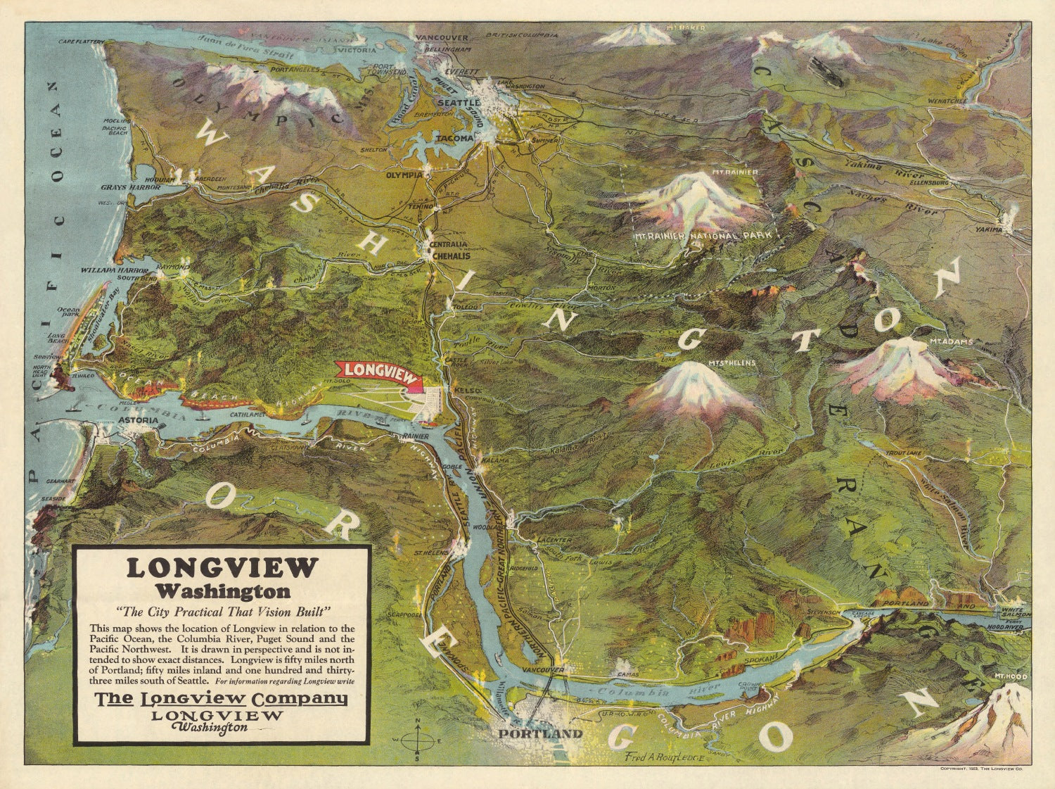 Vintage Map of Seattle, Washington 1923