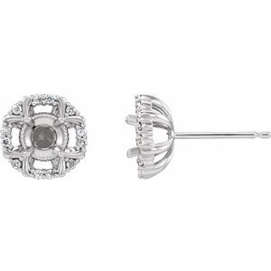 Platinum 1/10 CTW Natural Diamond Semi-Set Halo-Style Earrings