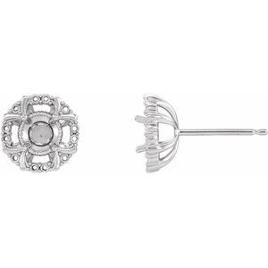 Platinum Halo-Style Earring Mounting