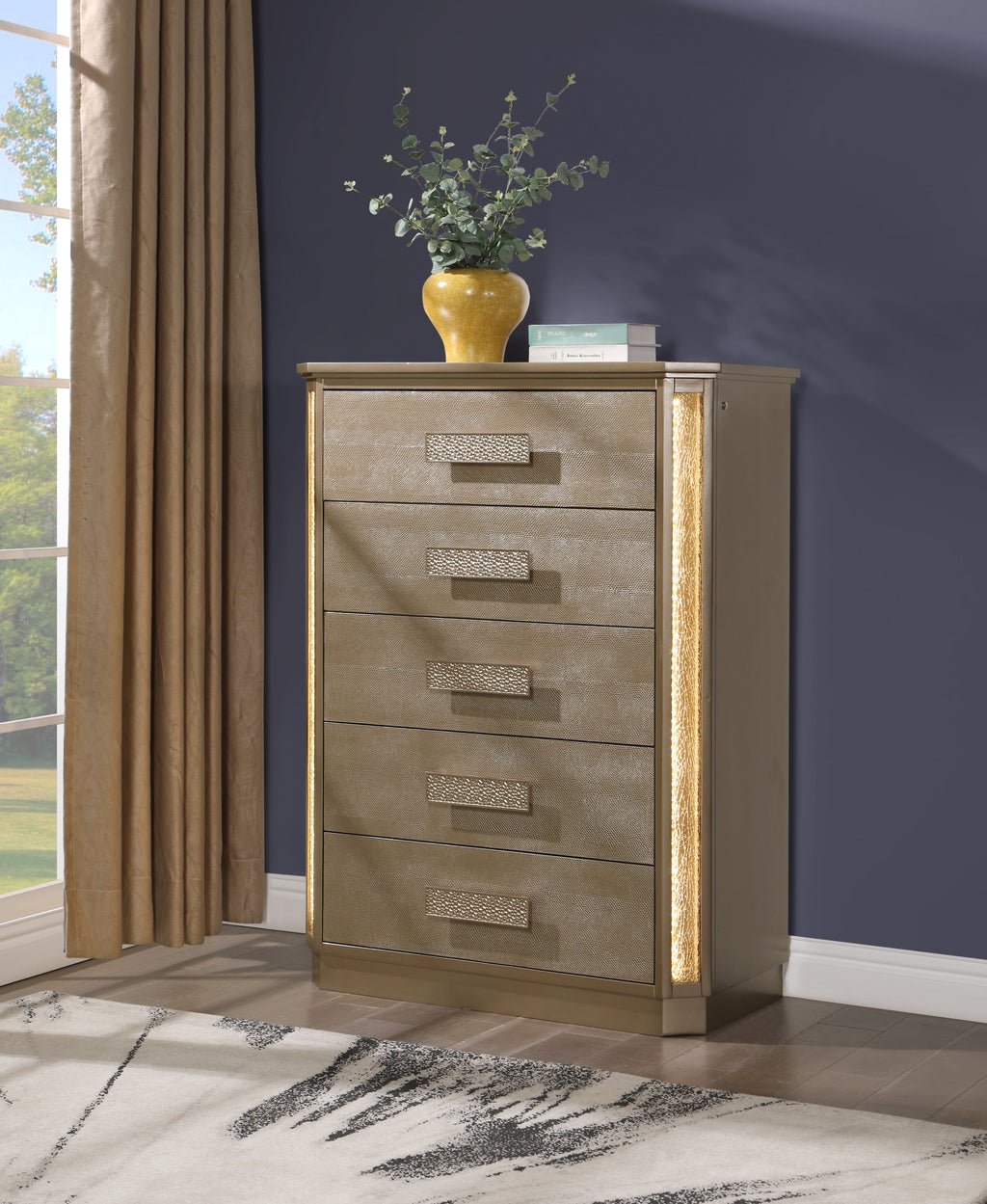 Medusa Queen 5PC Bedroom set Made with Wood in Gold (NJ Inventory)