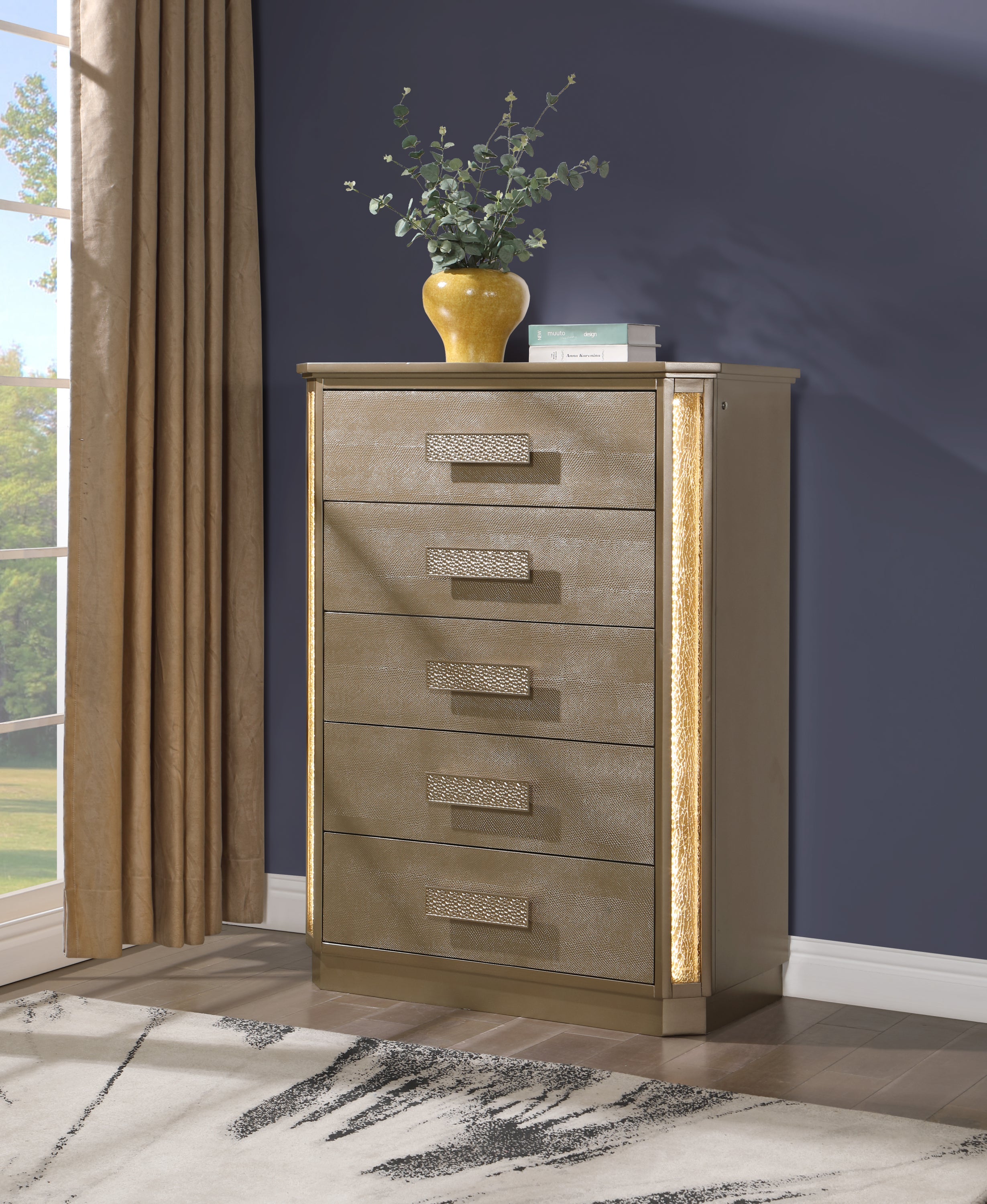 Medusa Queen 5PC Bedroom set Made with Wood in Gold (NJ Inventory)