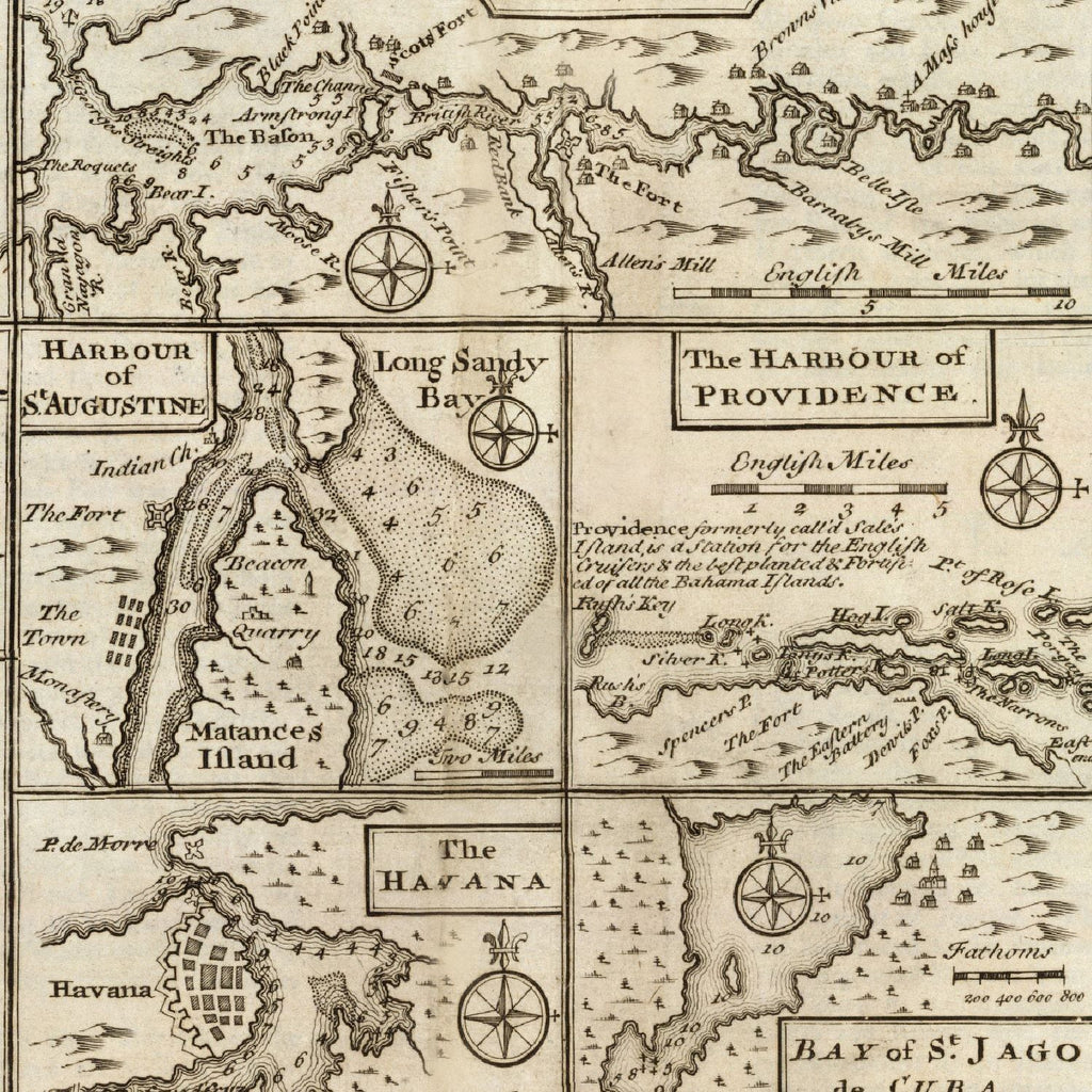 Vintage Map of Boston, Massachusetts 1747
