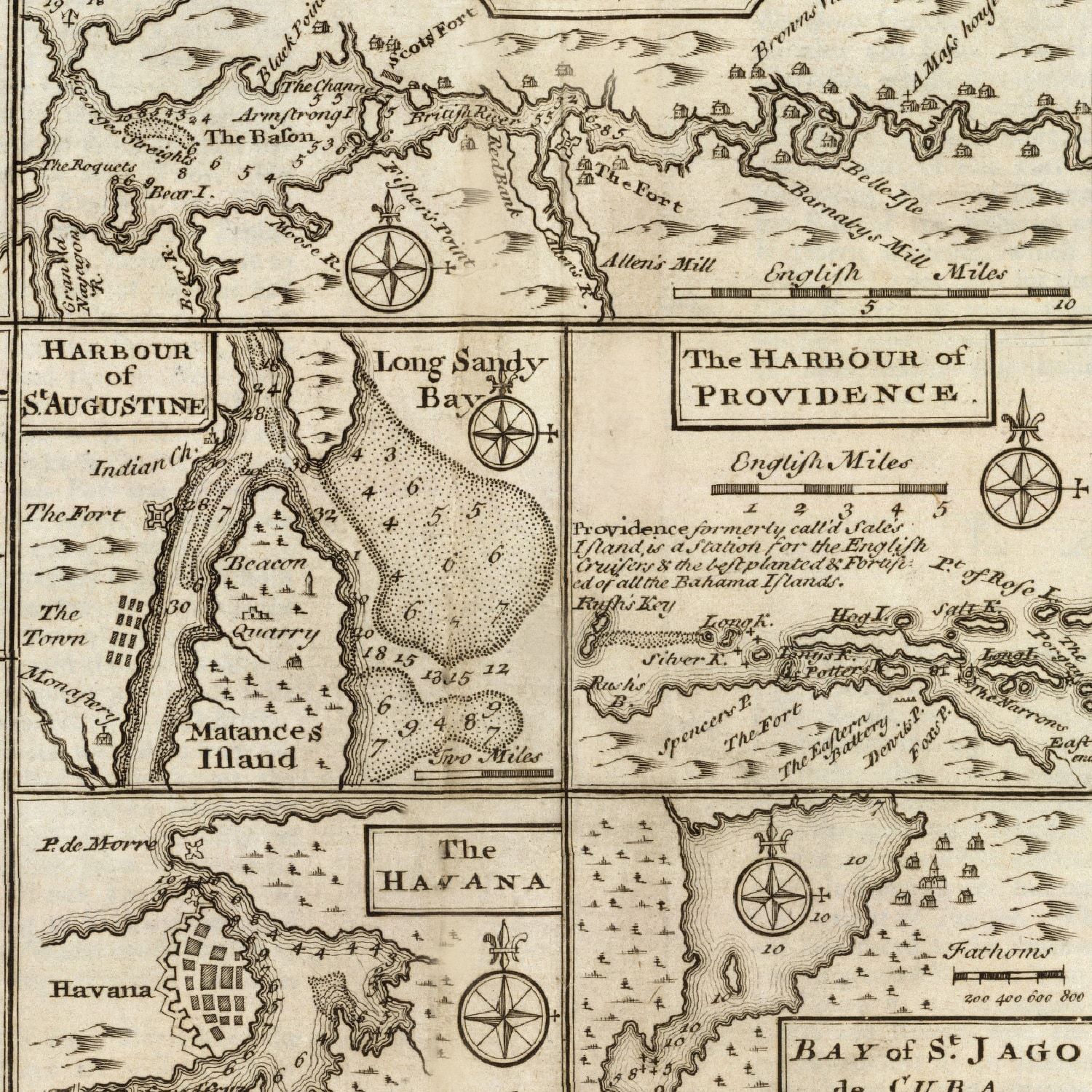 Vintage Map of Boston, Massachusetts 1747