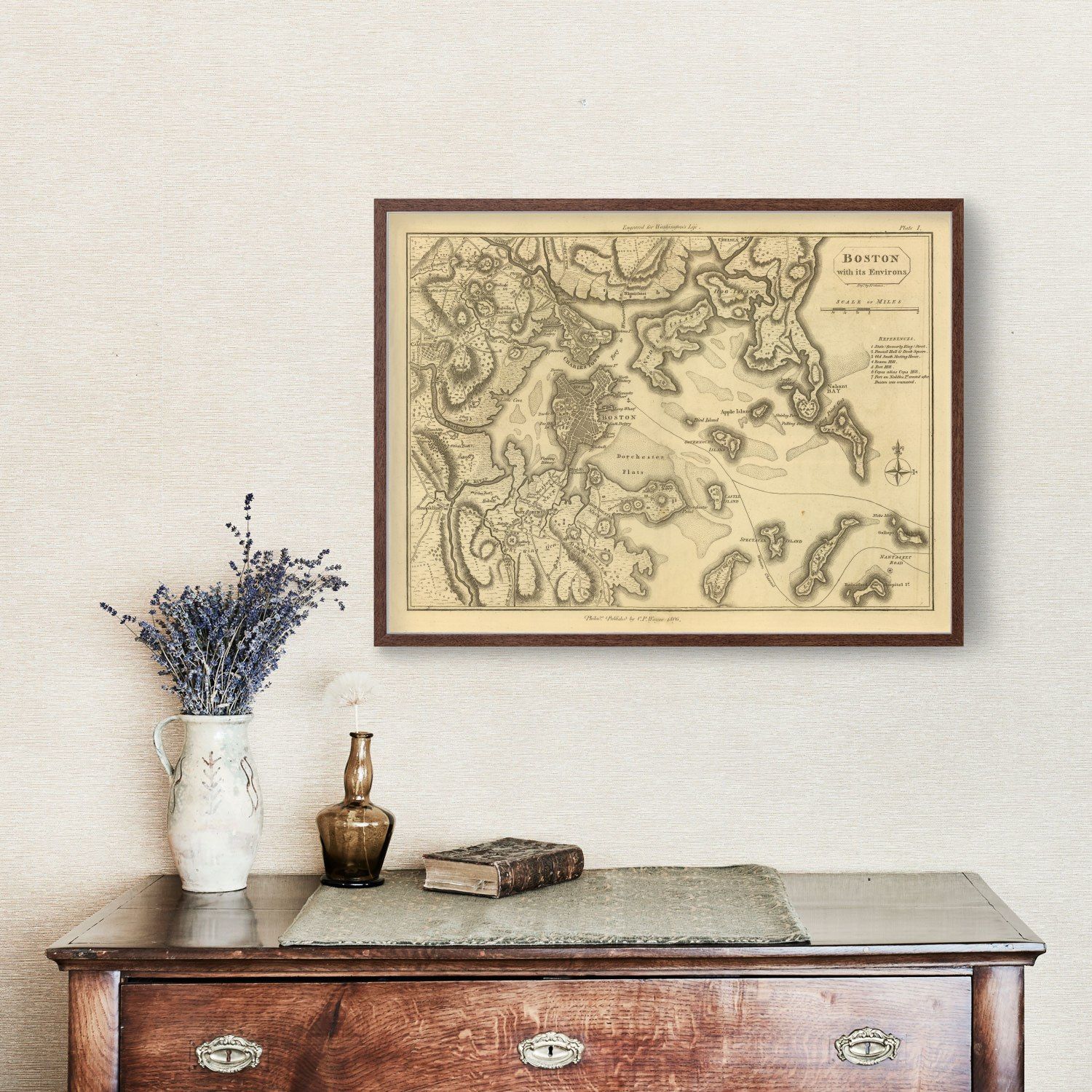 Vintage Map of Boston, Massachusetts 1807