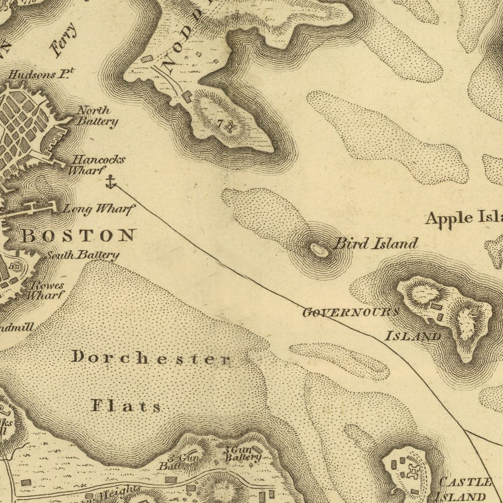 Vintage Map of Boston, Massachusetts 1807