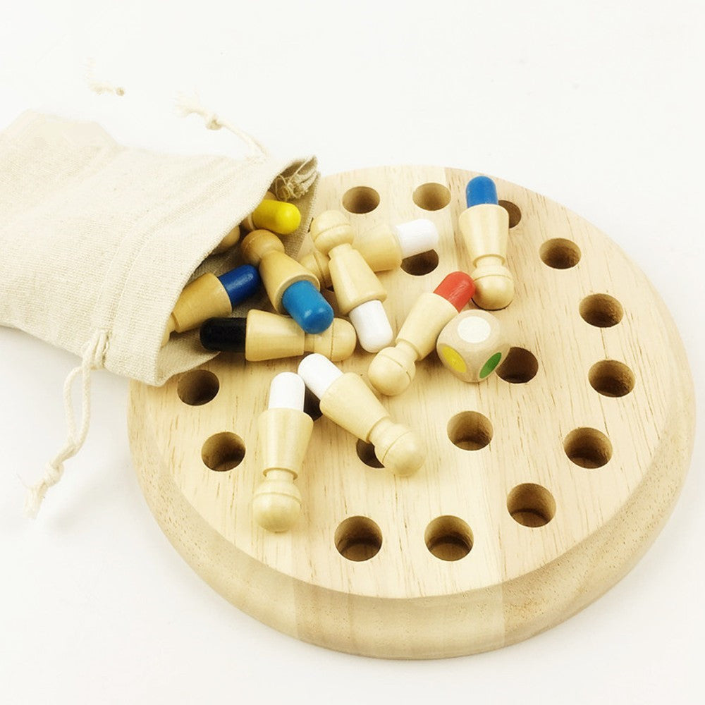 Montessori Wooden Memory Match Stick Chess – Educational Puzzle Game