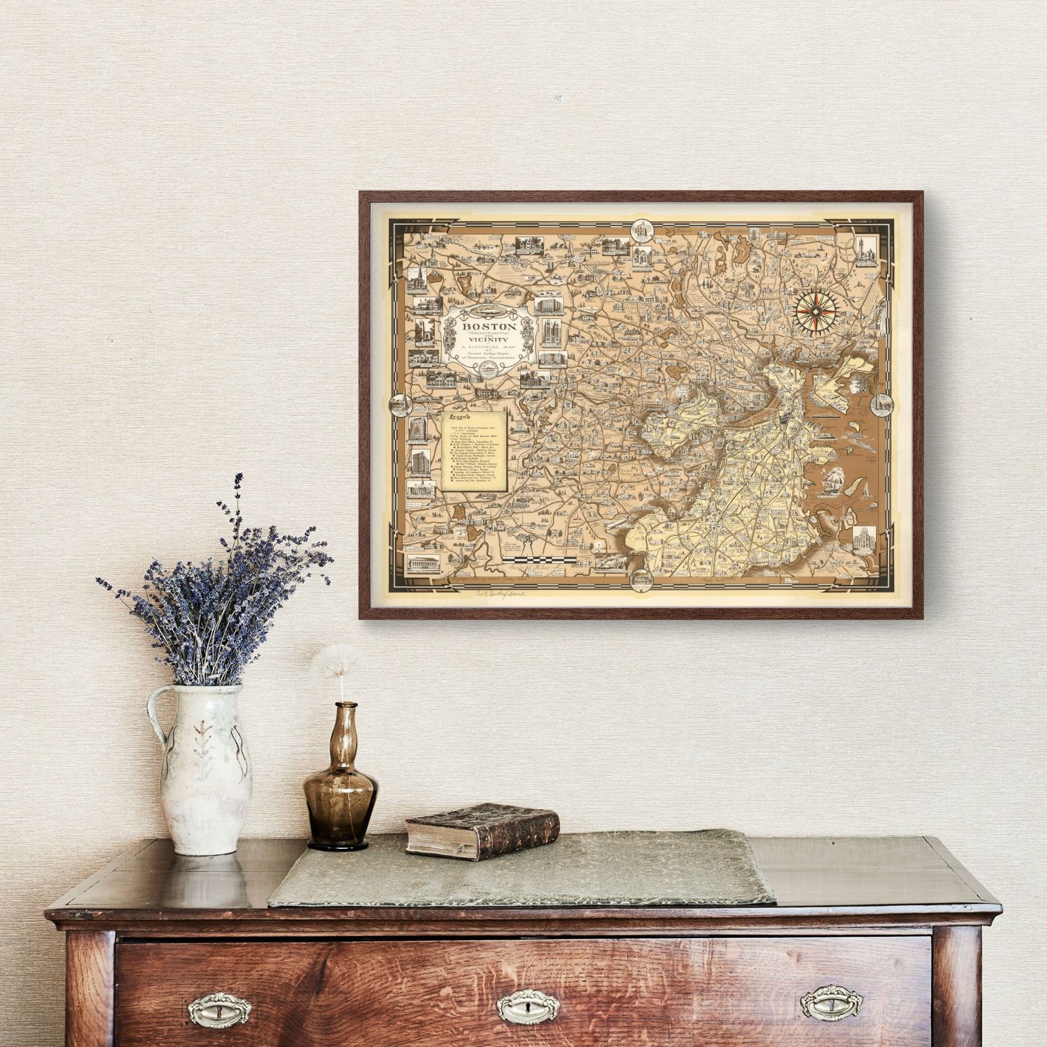 Vintage Map of Boston, Massachusetts 1938