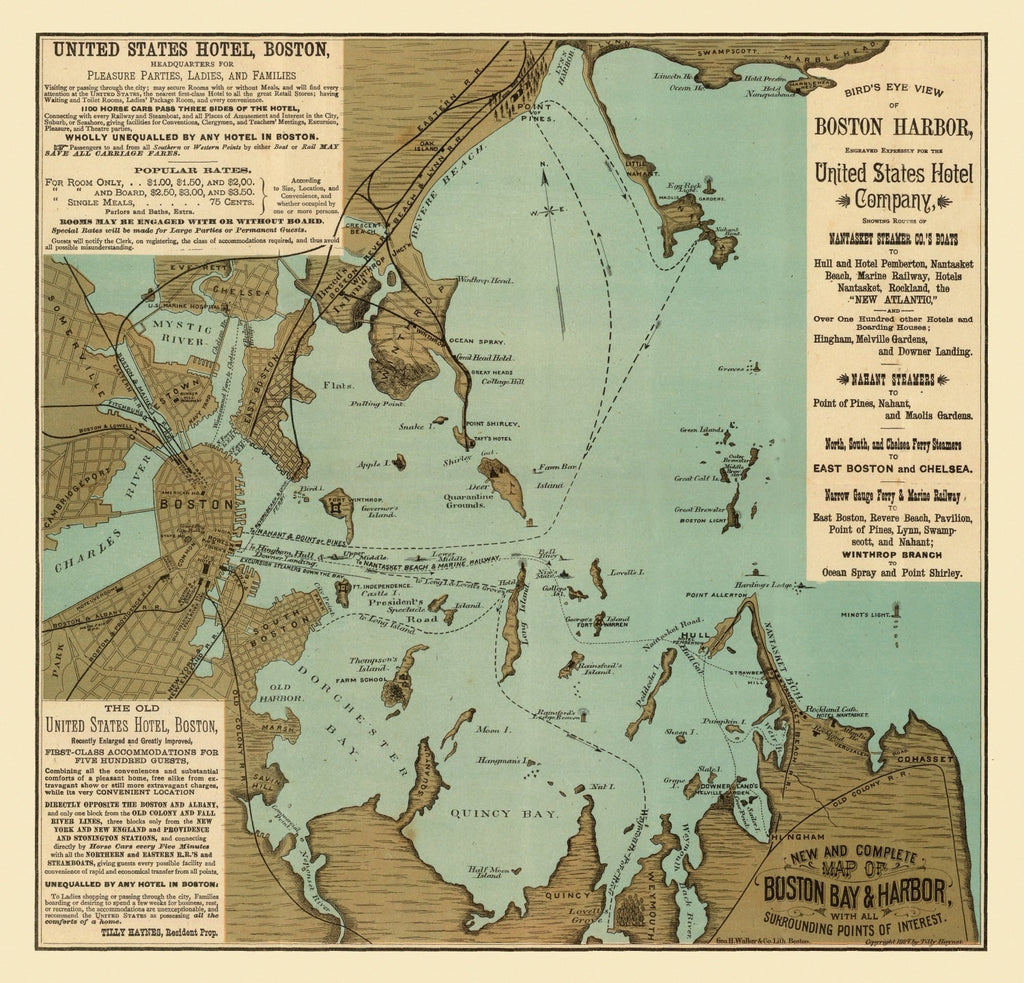 Vintage Map of Boston, Massachusetts 1884