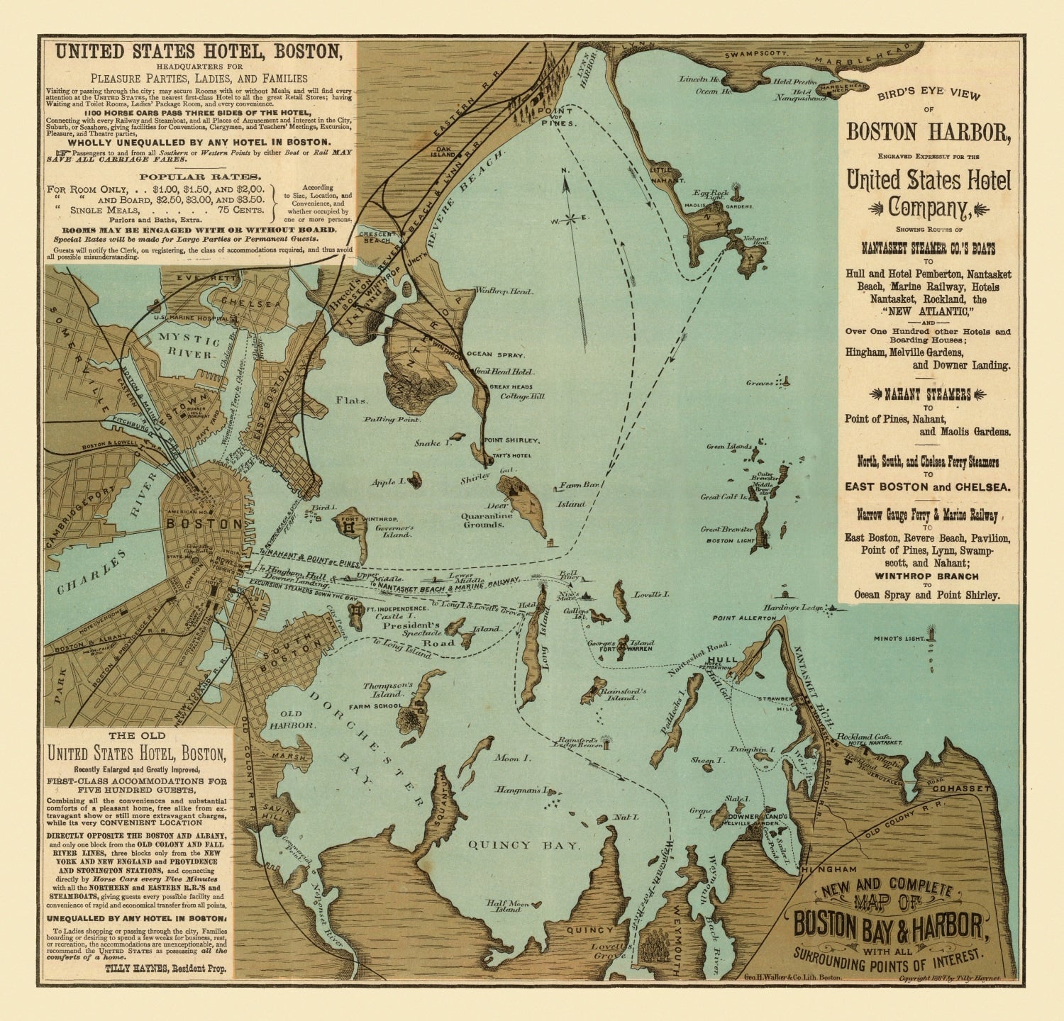 Vintage Map of Boston, Massachusetts 1884
